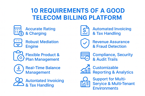 Ten requirements of Telecom billing software